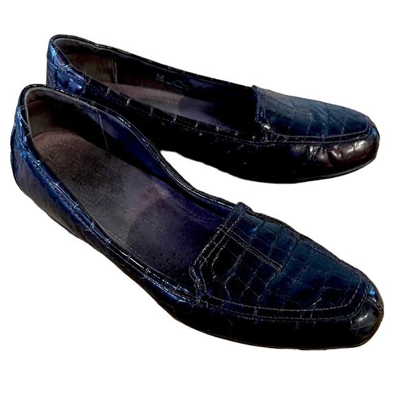 Clarks Everyday Timeless Women's Size 8.5M Shoes Black Croc Print Patent Leather - Picture 2 of 6